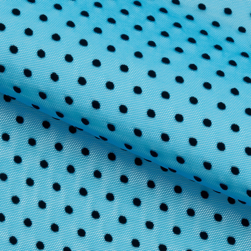 Polka Dot  Flocked Stretch Mesh | Blue Moon Fabrics