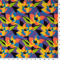 A flat sample of Abstract Painted Lilies Printed Spandex in Multi-Colored.