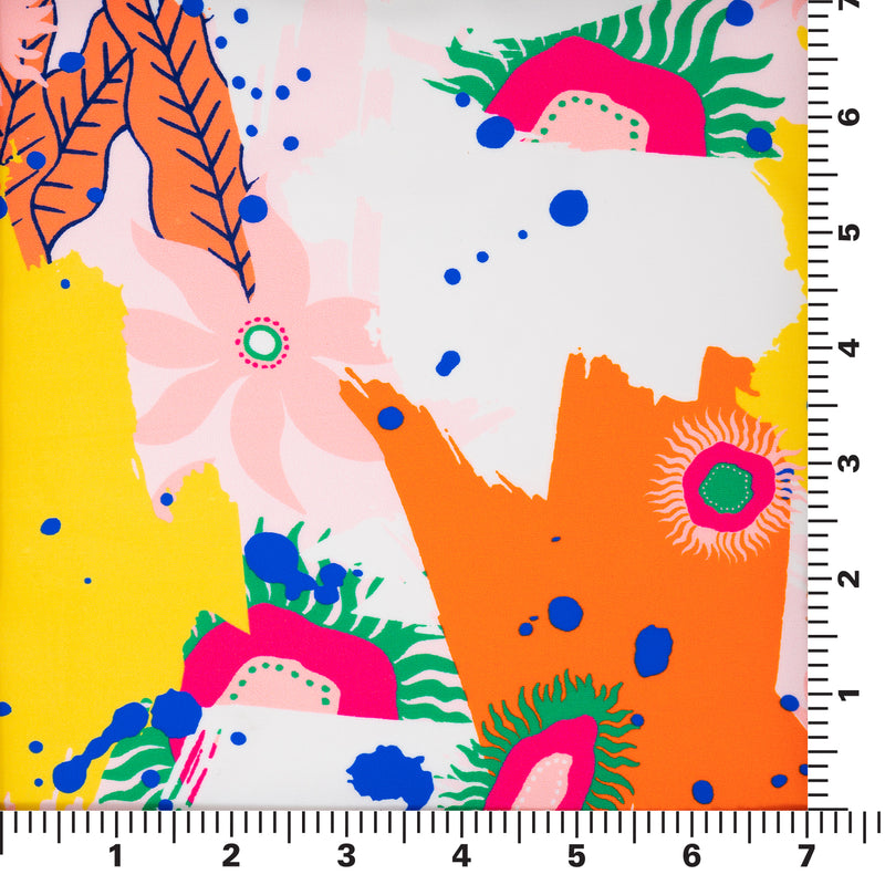 A measurement panel of Anemone Garden Printed Spandex in Multi Color