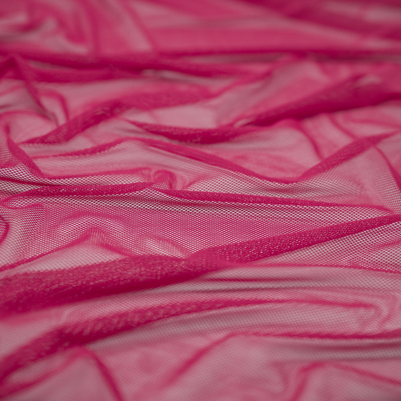 Detailed shot of Annette Stretch Mesh in color  Fuchsia.