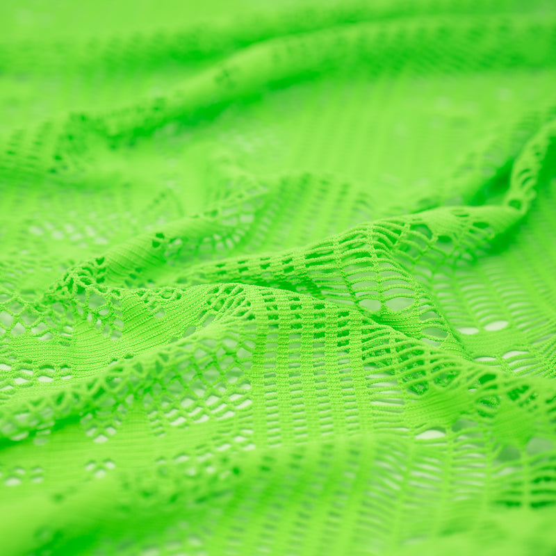 Detailed shot of Cindy Knitted Stretch Lace in Lime.