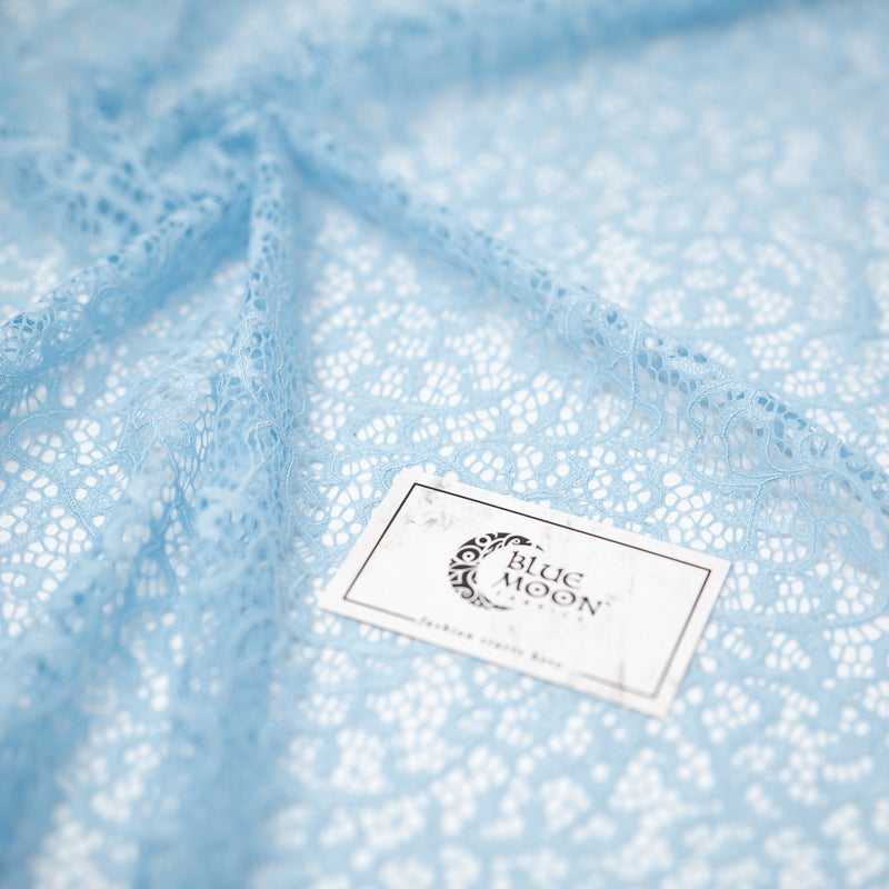 Detailed shot of Gabrielle Stretch Lace in color Light Blue.