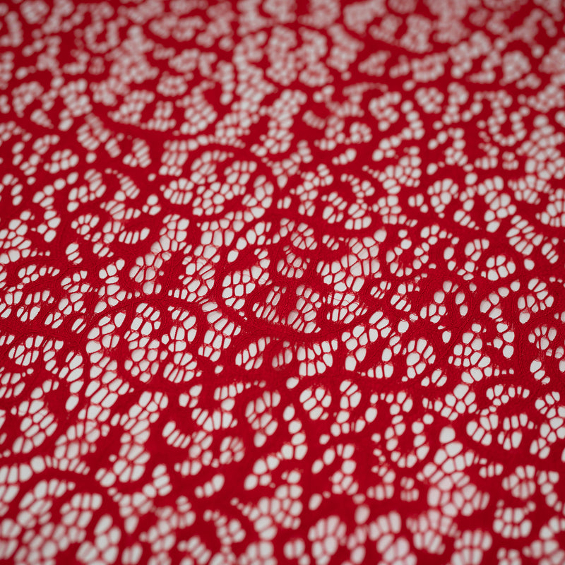 Detailed shot of Gabrielle Stretch Lace in color Red.