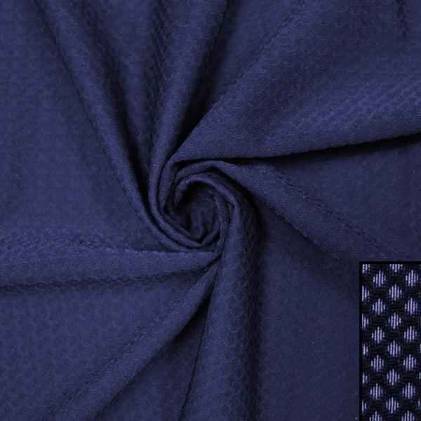 A swirled piece of Hive Textured Spandex in the color navy.