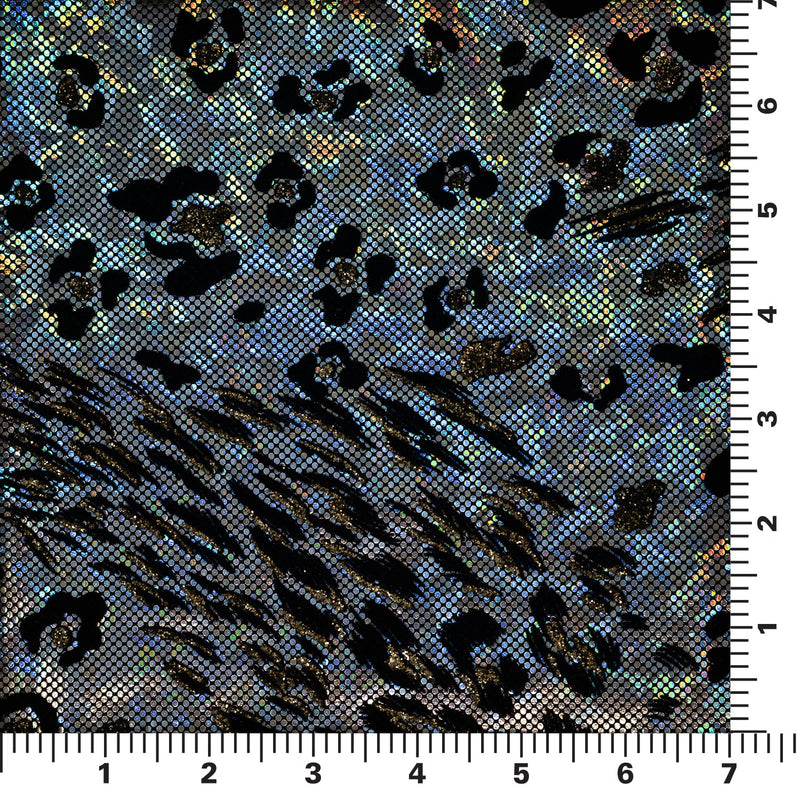 Scale image of pattern on Jag City Shattered Glass Foiled Spandex in the color Black-Silver