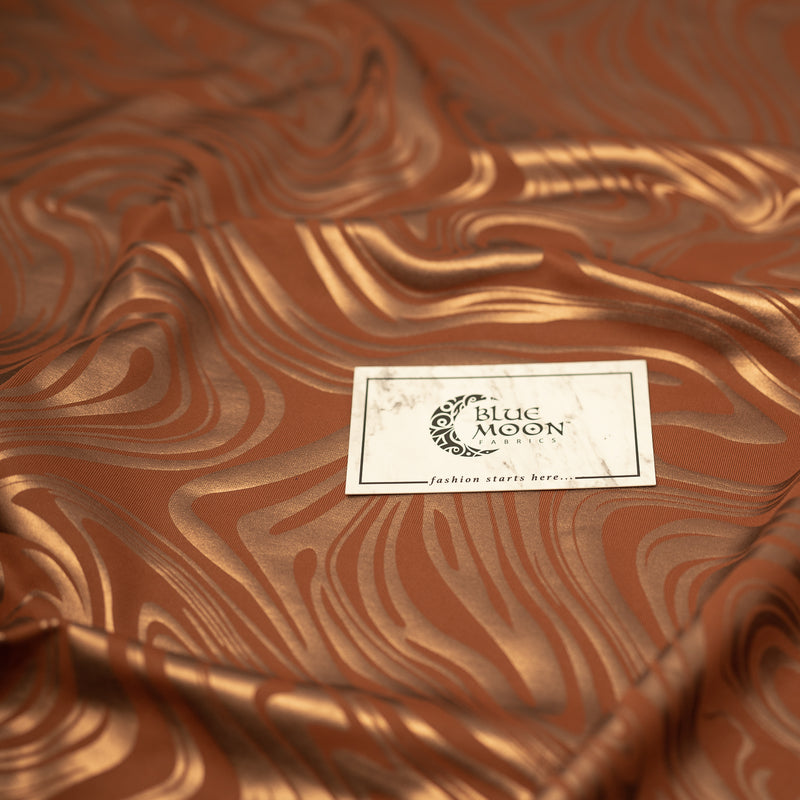 Detailed shot of Marble Foil Printed SuperFlex in color Coffee/Bronze.