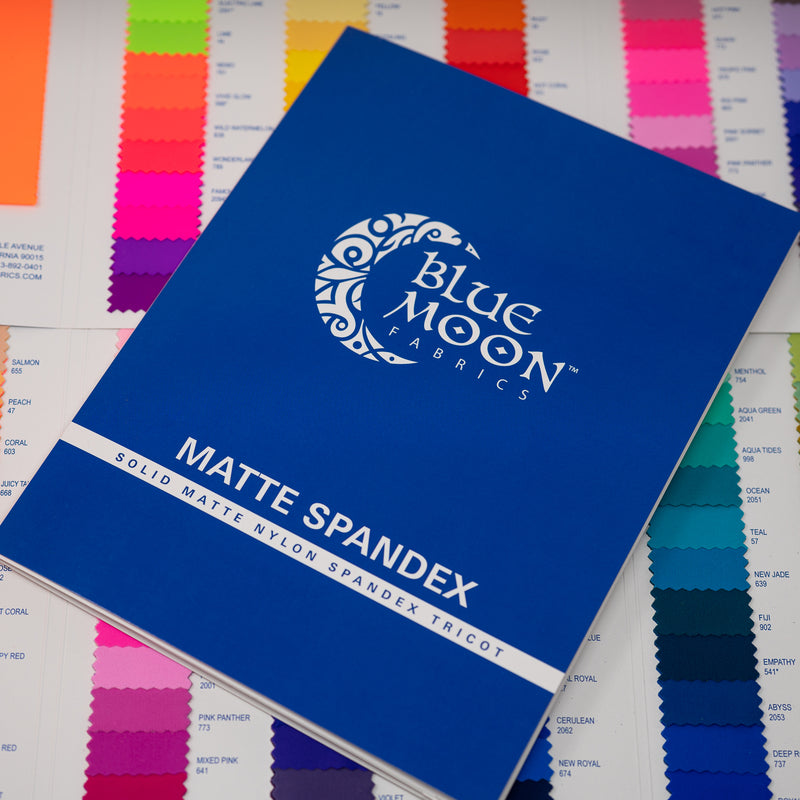 The front cover of the color card for matte nylon spandex fabric.