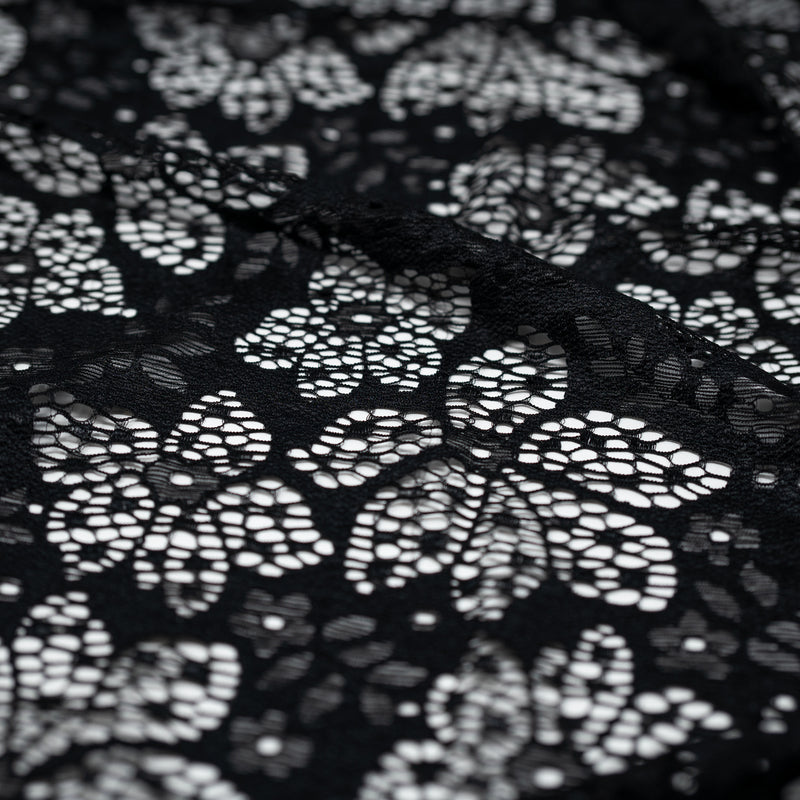 Detailed shot of Meghan Stretch Lace in color  Black.