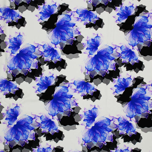 A flat sample of Abstract Flowers Printed Spandex.
