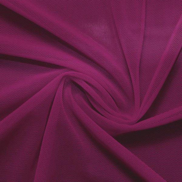 A swirled piece of nylon spandex power mesh in the color dark berry.