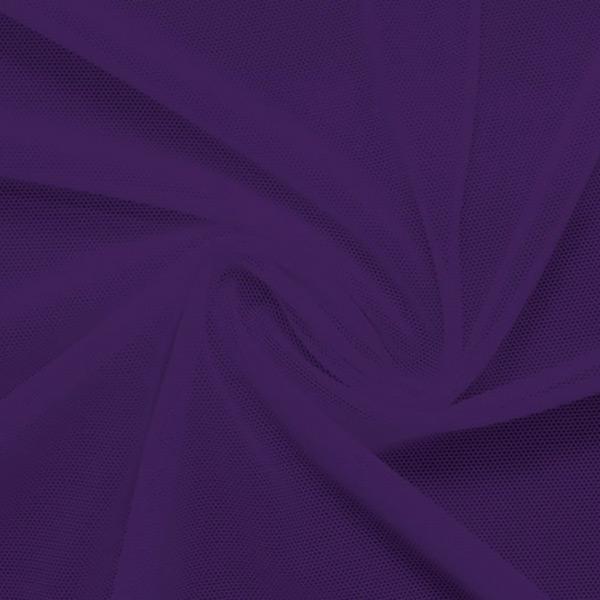 A swirled piece of nylon spandex power mesh in the color purple.