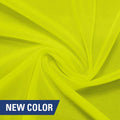 A swirled piece of nylon spandex power mesh in the color lemonade.
