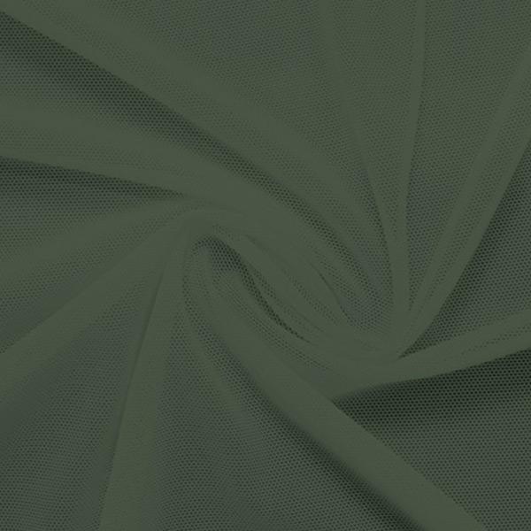 A swirled piece of nylon spandex power mesh in the color sage.