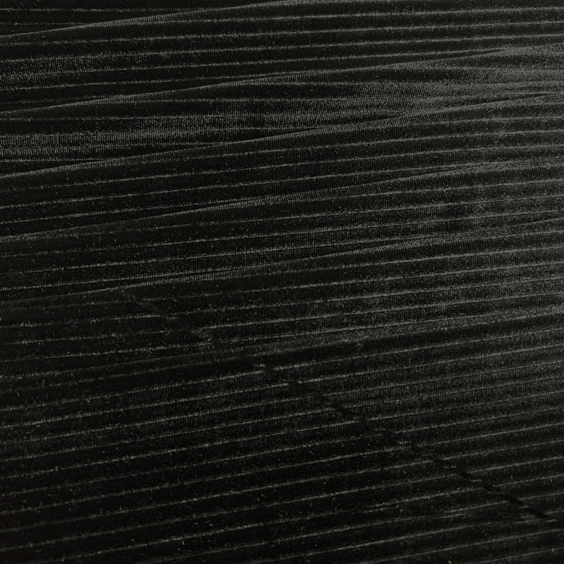 A flat sample of Ribbed Velvet Spandex Fabric in the color Black