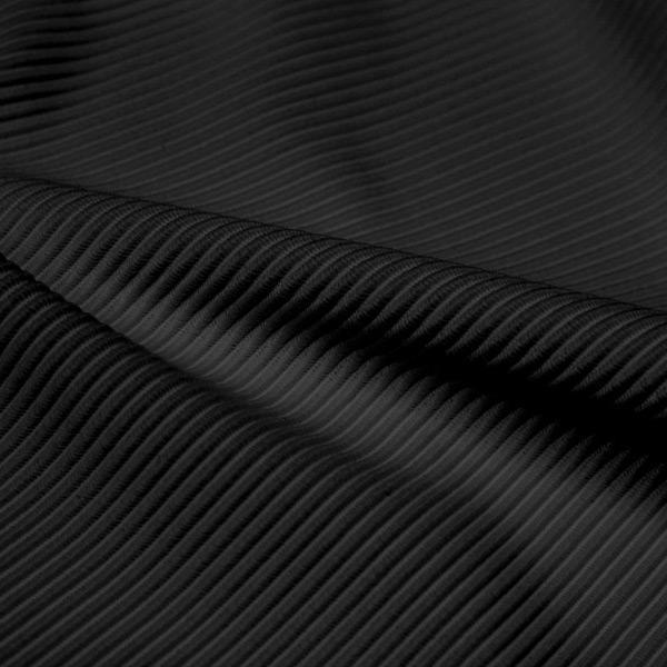 A rippled piece of Ribbed Spandex in the color black.