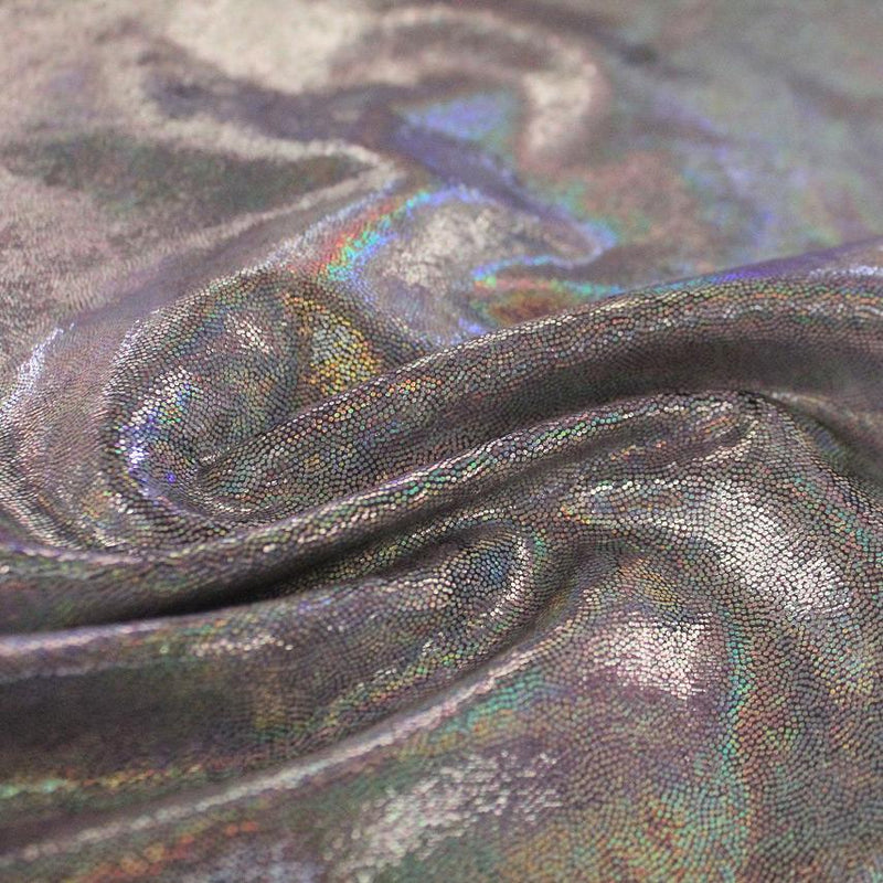 A sample of Shimmer Foiled Stretch Velvet in the color Plum