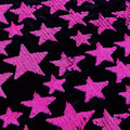 A flat sample of Starlight Stretch Velvet Flip Sequin in the color Black-Fluorescent Pink