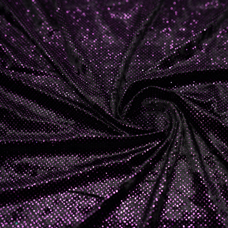 Swirled sample shot of Vivian Glitter Printed Stretch Velvet in the color Black-Pink