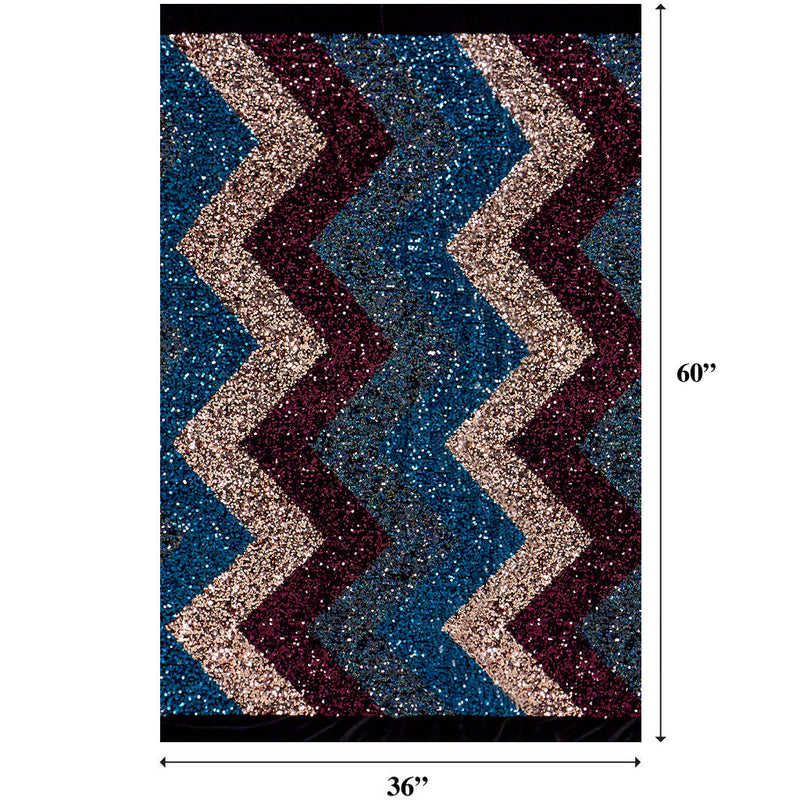 A measurement panel of Cusco Stretch Velvet Sequin available at blue moon fabrics.