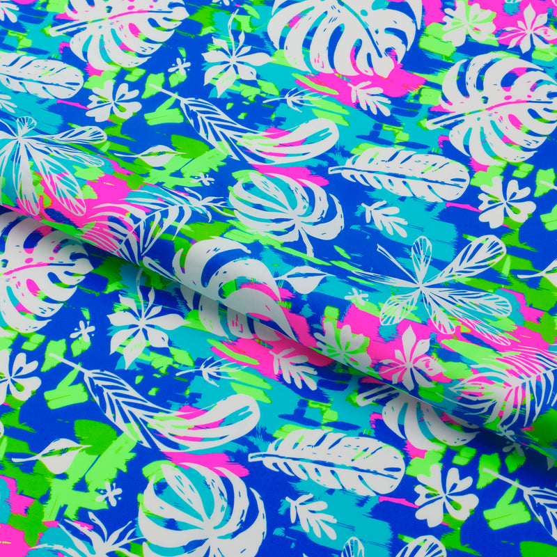 Happy Leaves Printed Spandex Fabric | Blue Moon Fabrics