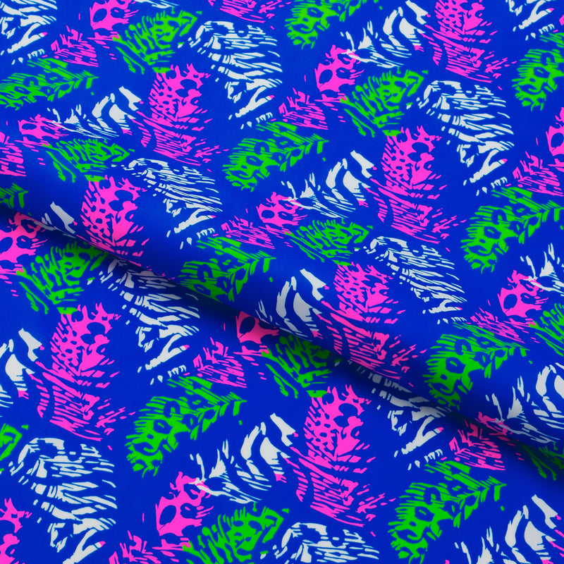 Jungle Feathers Printed Spandex Fabric | Blue Moon Fabrics