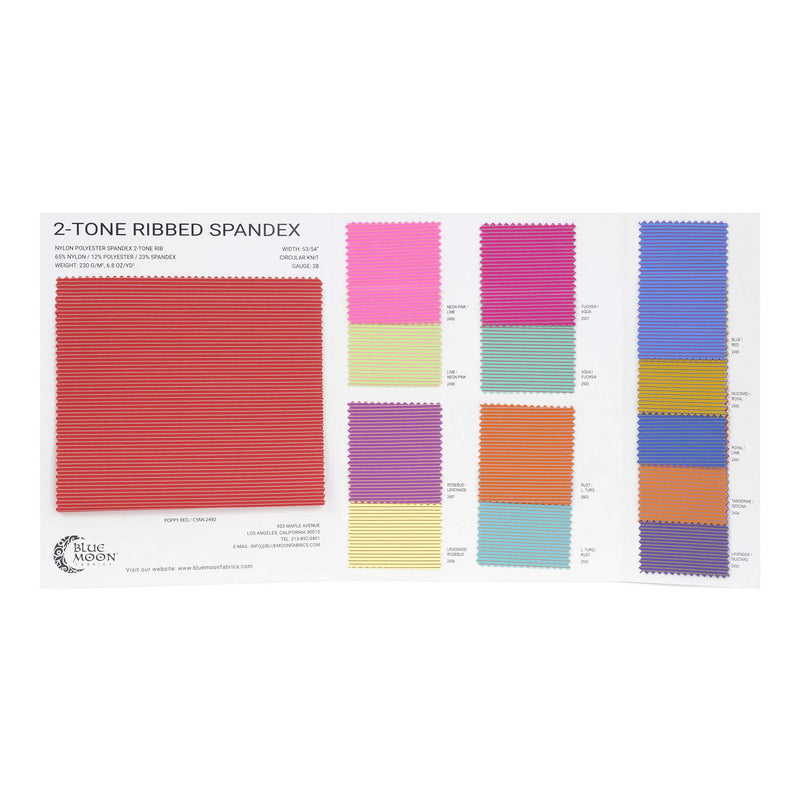 Two Tone Rib Nylon Polyester Spandex Color Card | Blue Moon Fabrics