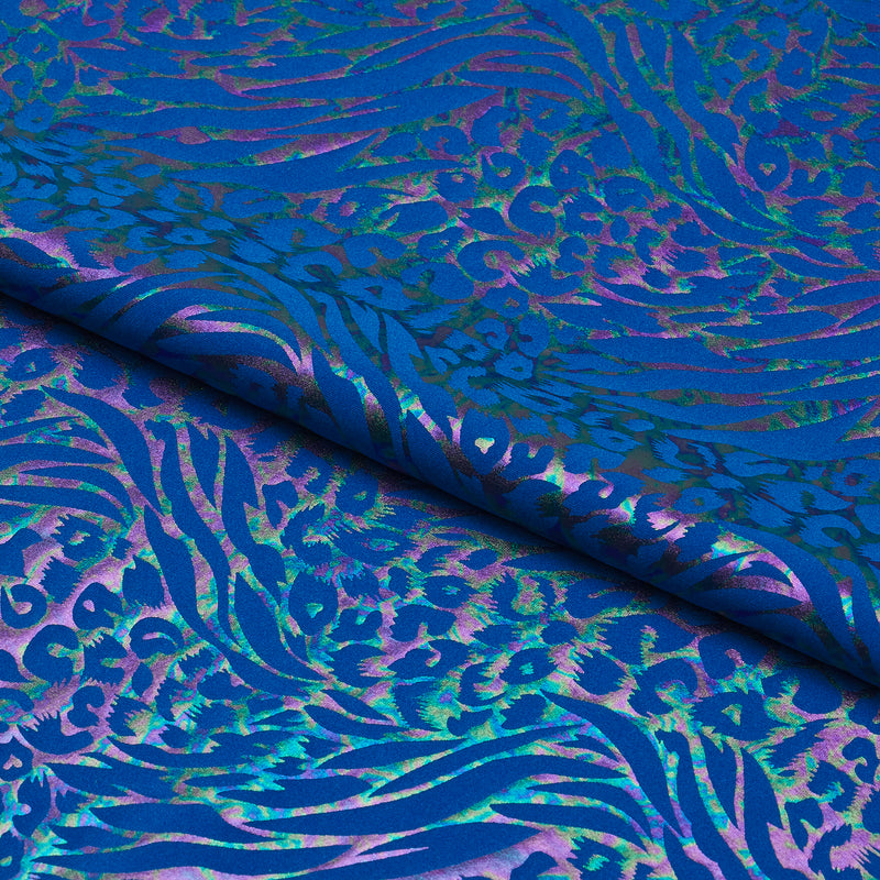 Funky Leopard Hologram Spandex Fabric | Blue Moon Fabrics