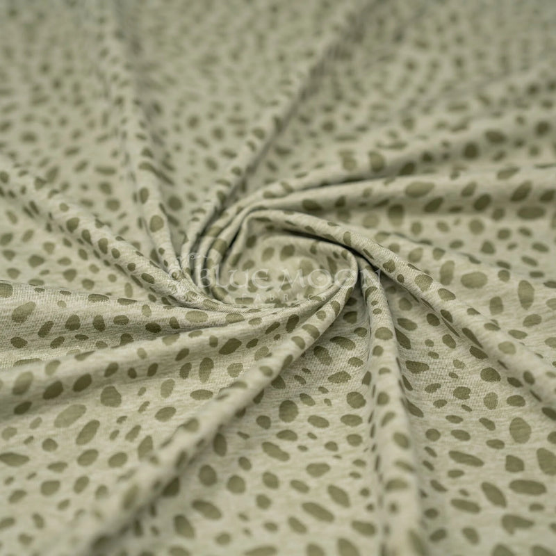 Detailed shot of Abstract Animal Foil Printed Spandex in color Khaki Green/Matte Olive.