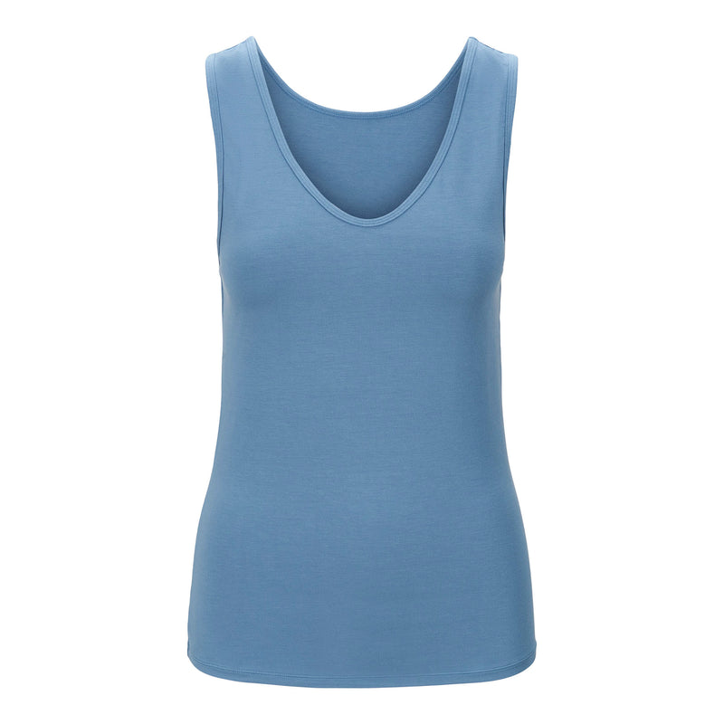 A sample tank top made of Bliss Micro Modal Spandex Jersey Fabric in color Bouquet.