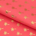 Palm Trees Foil In Pink Printed Spandex Fabric | Blue Moon Fabrics