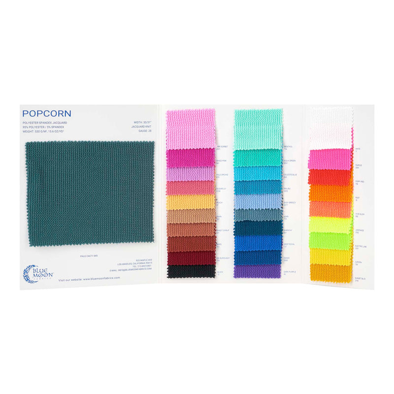 Popcorn Polyester Spandex Jacquard Color Card | Blue Moon Fabrics