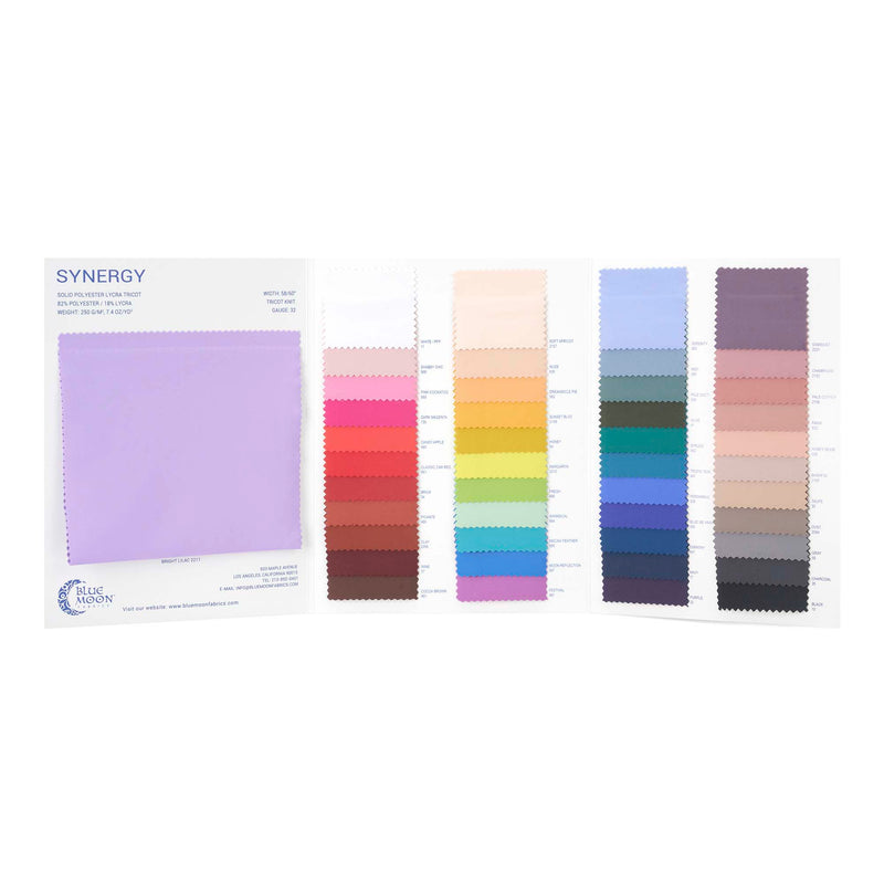 Synergy Polyester Lycra Color Card with Expansion Card | Blue Moon Fabrics