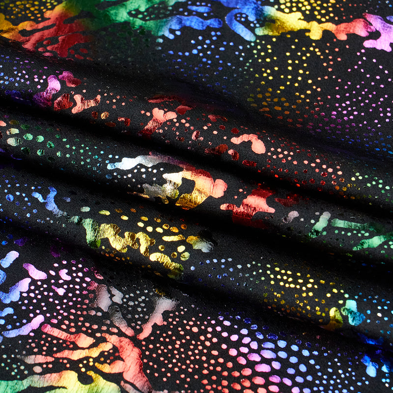 Fabric Sold By The Yard Black Sparkly Iridescent Hologram Polyester Spandex  Fash