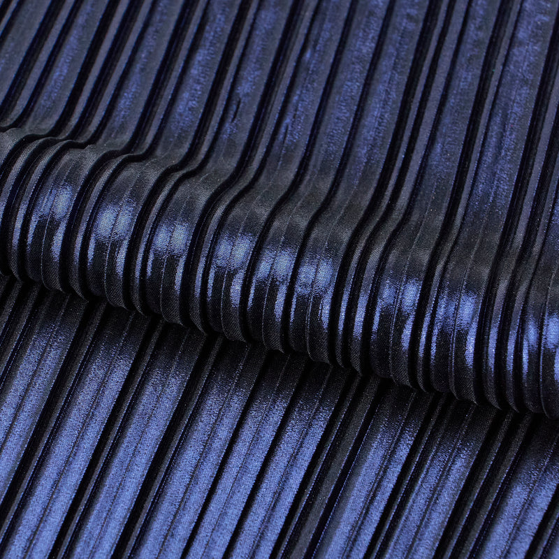 Detailed photograph of Titanium Pleated Polyester Fabric in the color Black/Royal blue