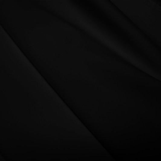 A flat sample of polyester lycra fabric in the color black.