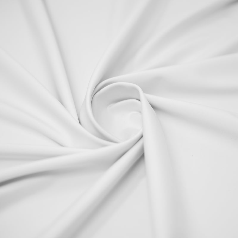 A swirled sample of EcoTechFlex recycled polyester spandex in the color White.