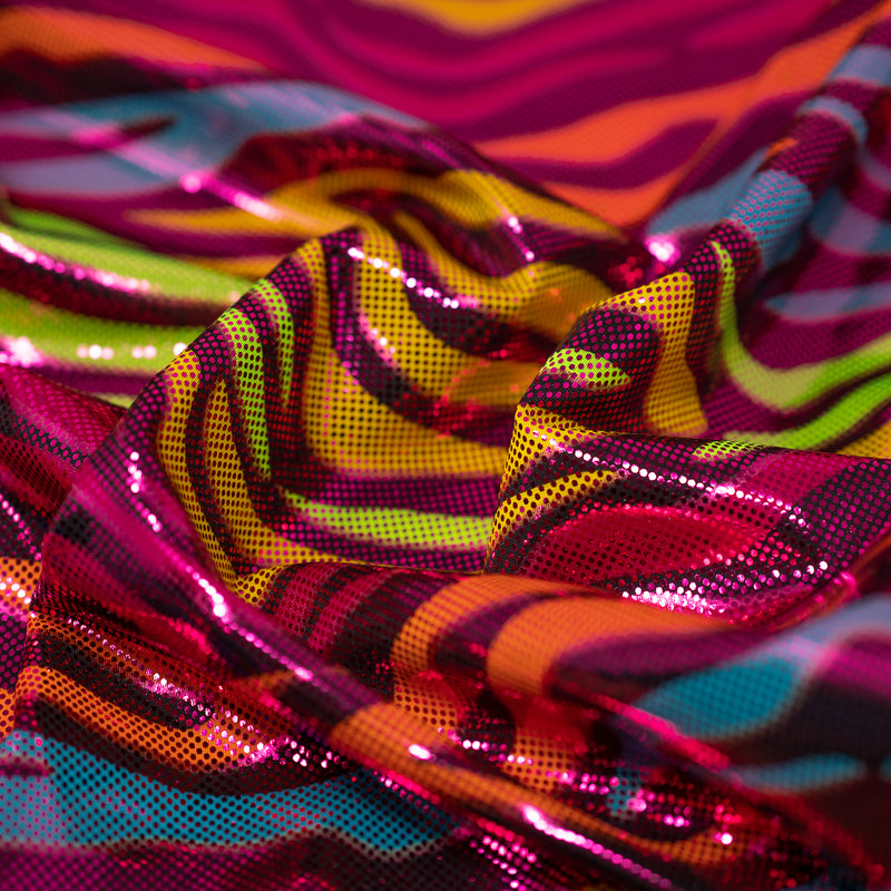 Detailed photograph of Fantastic Fever Foiled Spandex in the color Fuchsia