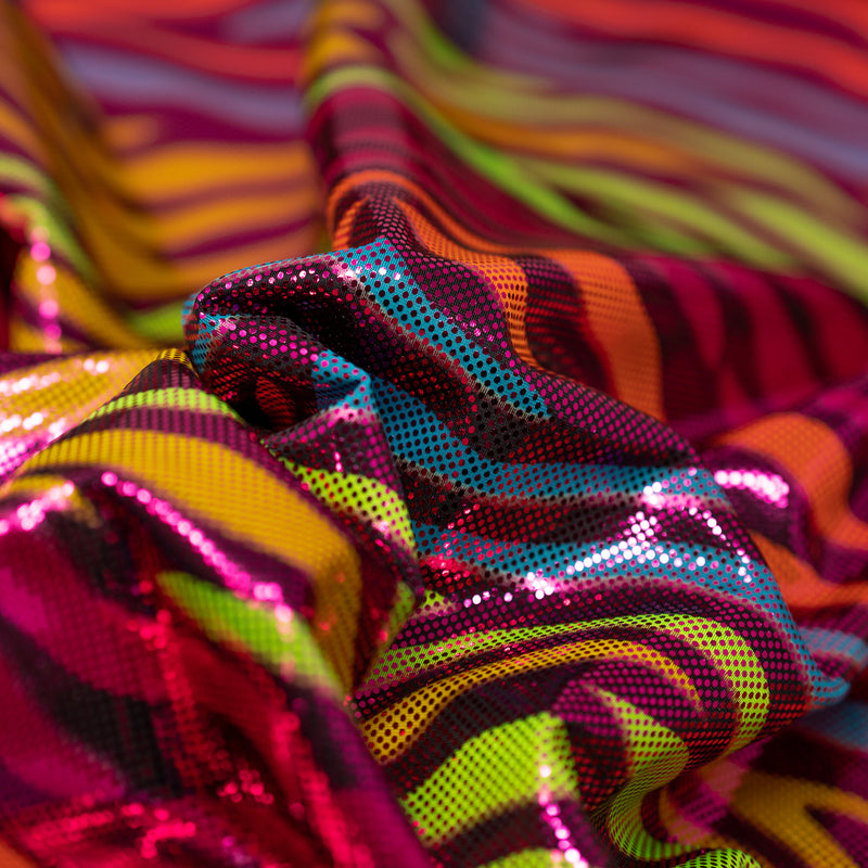 Detailed photograph of Fantastic Fever Foiled Spandex in the color Fuchsia