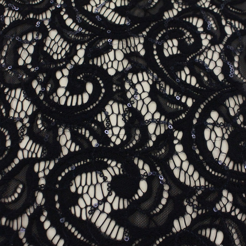 Black stretch lace fabric discount by the yard