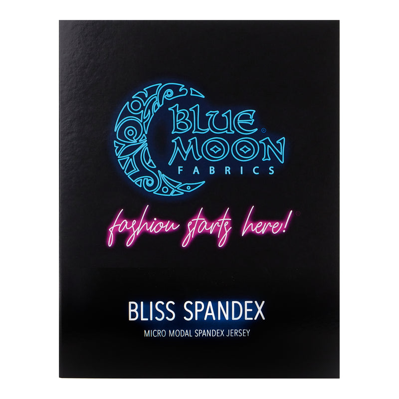 SPANDEX-FRONT Cover shot of Bliss Micro Modal Spandex Jersey Color Card in Blue Moon Fabrics