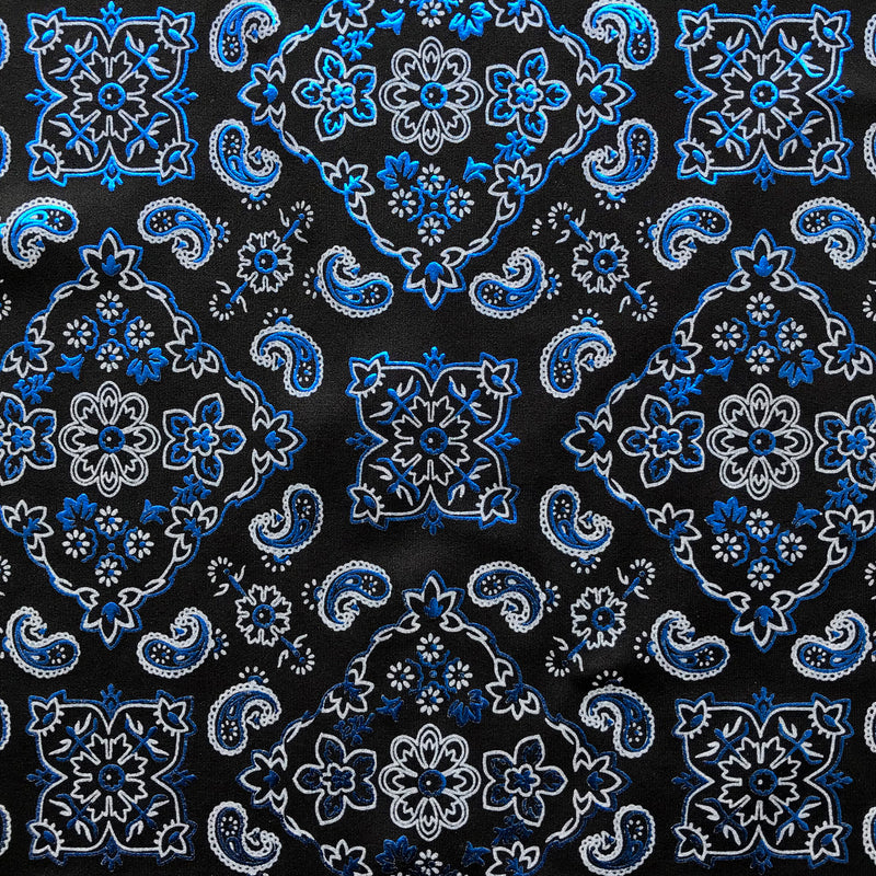 Bandana Foil Printed Spandex Fabric | Blue Moon Fabrics