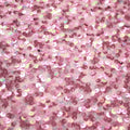 A flat sample of Belle stretch mesh sequin in the color pink.