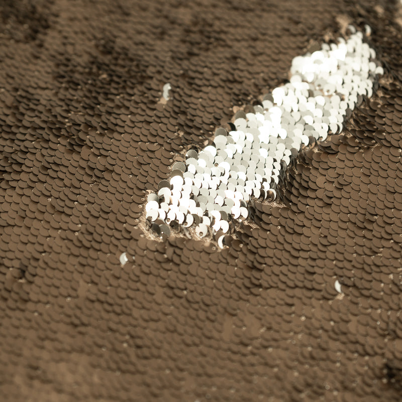 Detailed shot of Brown and Silver Flip Sequin on Spandex