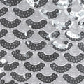 A flat image of burlesque stretch mesh sequin in the color silver.