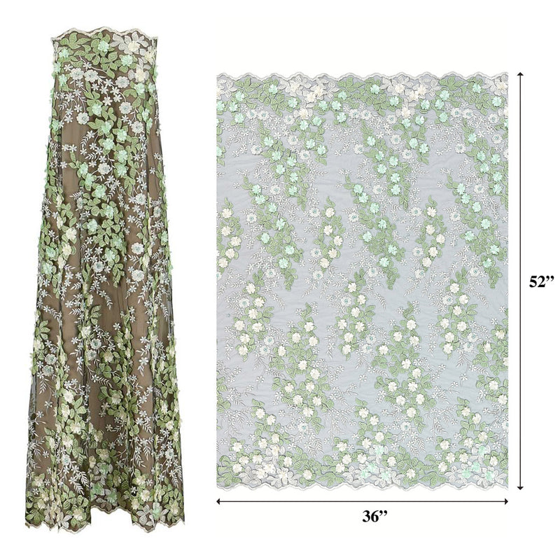 A sample of Cascade Embroidered Mesh in the color Mint