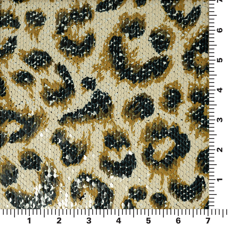 A measurement panel of Cheetah Printed Flip Sequin on Spandex