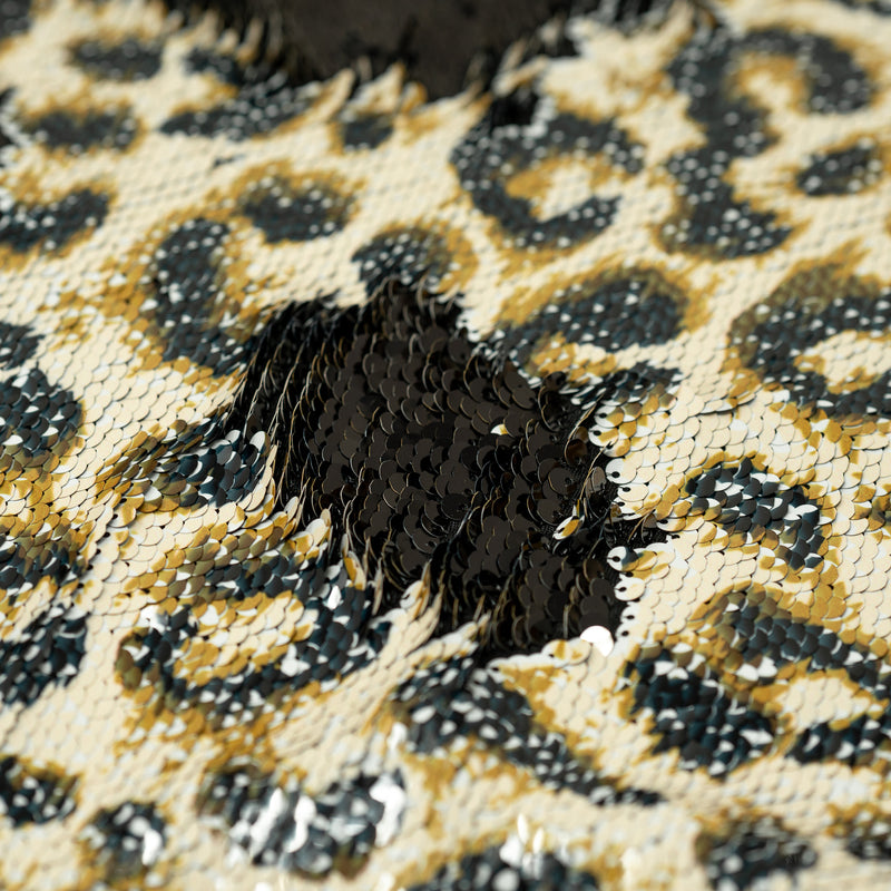 Detailed shot of Cheetah Printed Flip Sequin on Spandex