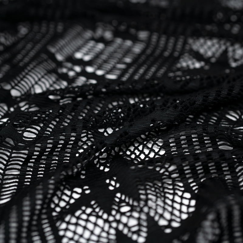 Detailed shot of Cindy Knitted Stretch Lace in Black.