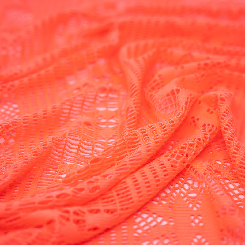 Detailed shot of Cindy Knitted Stretch Lace in Coral.