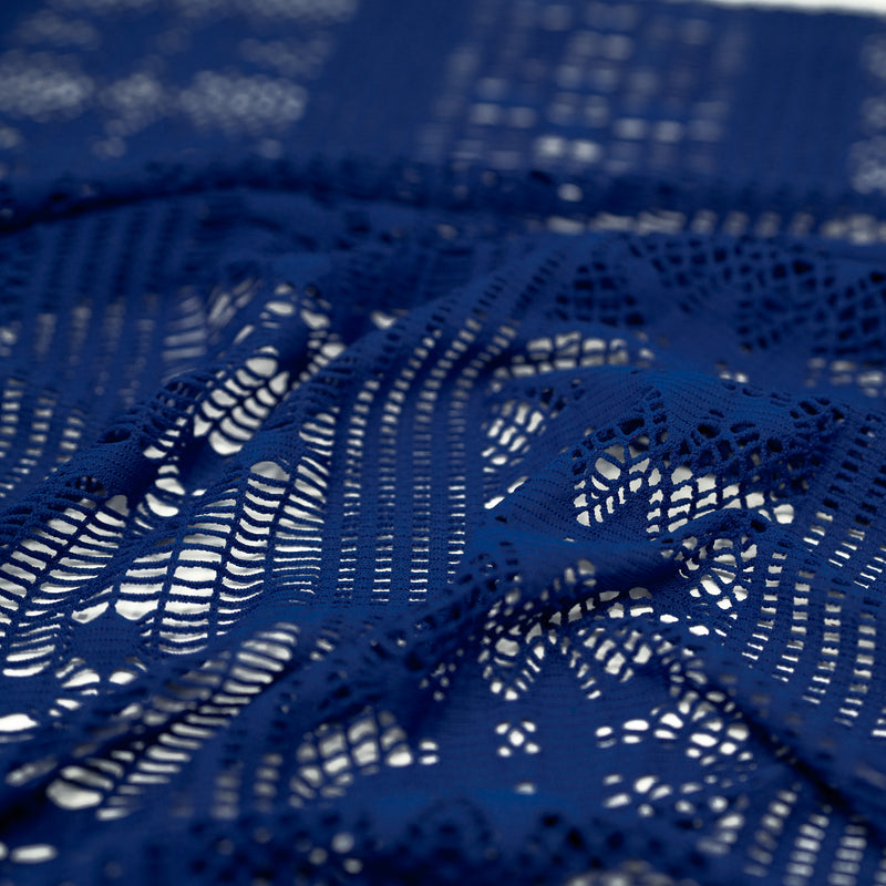 Detailed shot of Cindy Knitted Stretch Lace in Royal.